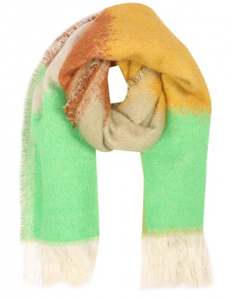 Multi Color Blanket Scarf With Row fringes