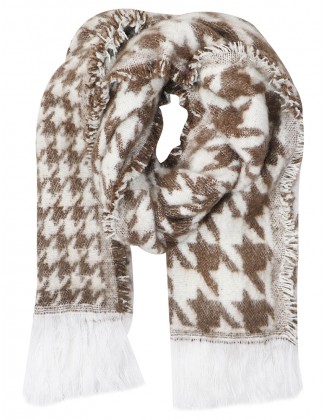 Houndstooth Woven  Scarf With  Fringes