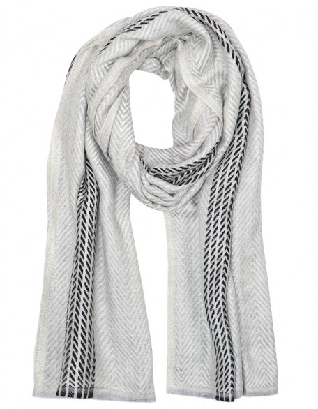 Jacquard Scarf With Row fringes