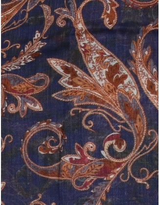 Paisley Print Scarf With Row fringes