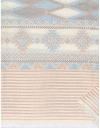 Cut Work Jacquard Scarf With Row fringes