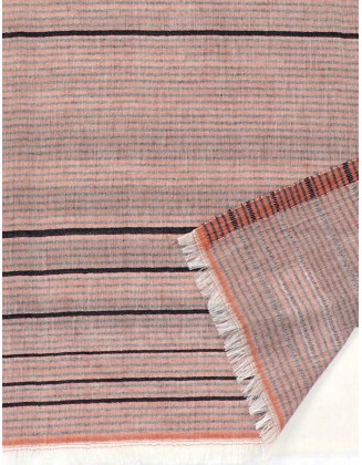 Stripe Jacquard  Scarf With Row fringes