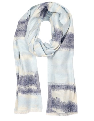 Cut Work Jacquard Scarf With Row fringes