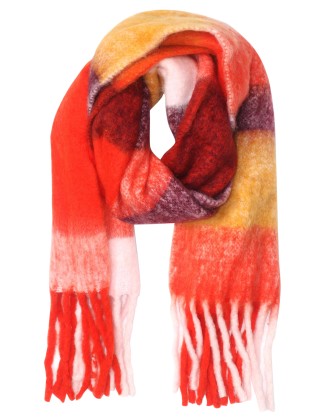 Red & White Fluffy Scarf