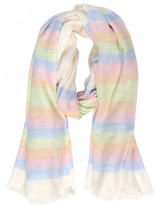 Stripe Scarf Raw with Fringes