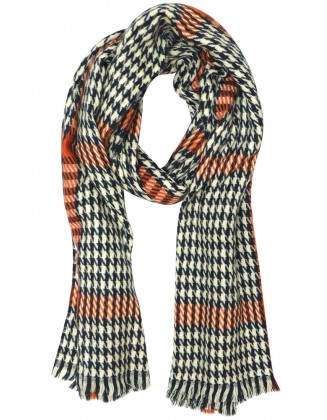 Houndstooth Scarf With Row Fringes