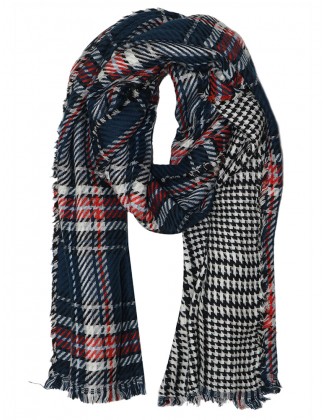 Big Check & houndstooth Reversible Scarf