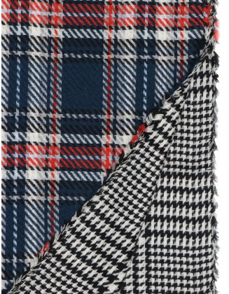 Big Check & houndstooth Reversible Scarf