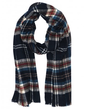 Multi Colour Check Scarf With Row Fringes