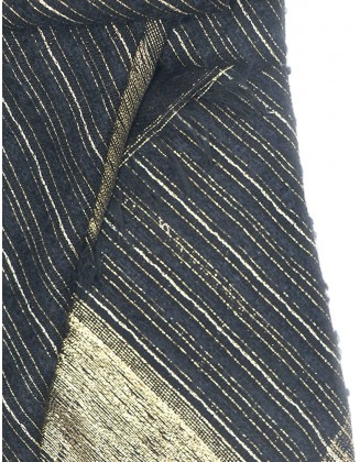Stripe Gold Lurex Scarf with Row Fringes