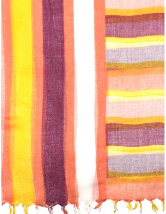 Printed Wool Scarf With Row Fringes