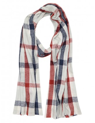 Multi Color Check Scarf With Row Fringes