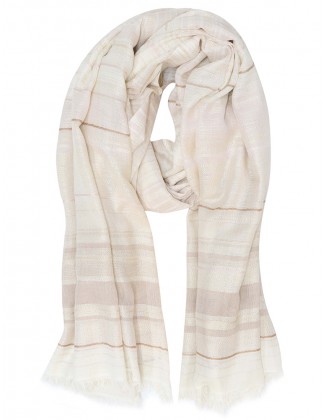 Stripe Scarf with Raw Fringes
