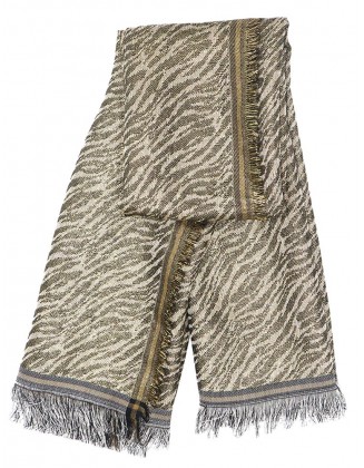 Animal jacquard Scarf with Row Fringes