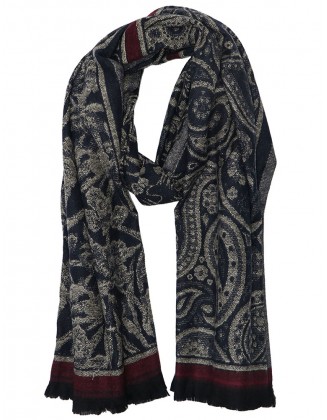 Paisley Jacquard Scarf With Row Fringes