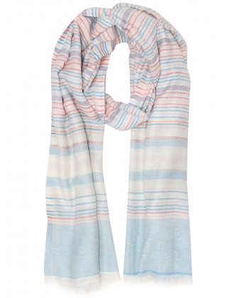 Stripe Scarf with Raw Fringes