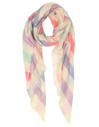 Multi-Color Scarf with Row Fringes