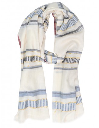 Mans Scarf Stripe Jacquard With Row Fringes