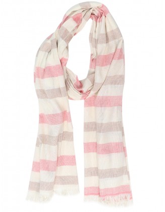 Recycle Stripe Scarf with Raw Fringes