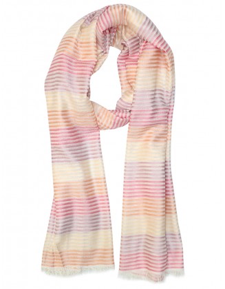 Small Stripe Scarf with Row Fringes