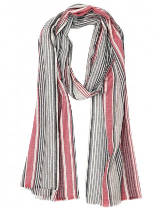 Stripe Recycle Scarf with Fringes