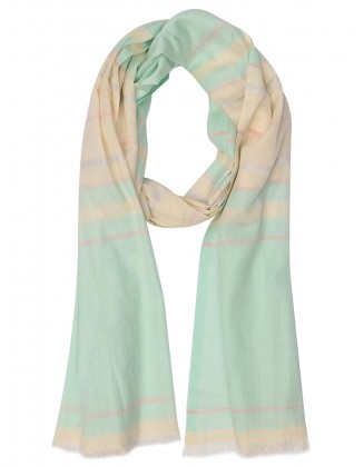 Stripe Jacquard Scarf with Row Fringes