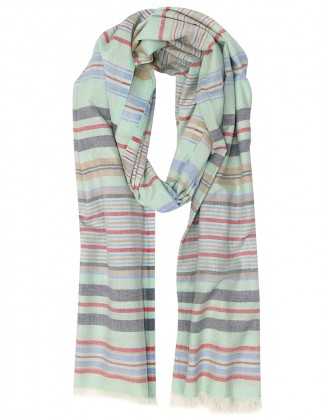 Multi Color Stripe Scarf with Row Fringes