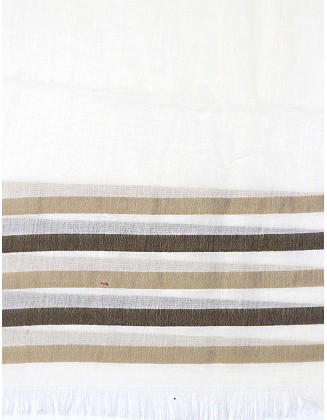  Stripe Jacquard Scarf with Row Fringes