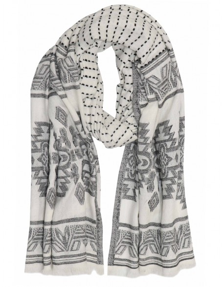 Geometrical Scarf with Row Fringes