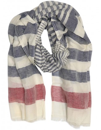 Stripe Scarf with Row Fringes