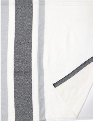 Black / White Stripe Scarf with Row Fringes