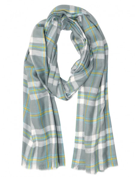Green Check Scarf with Row Fringes