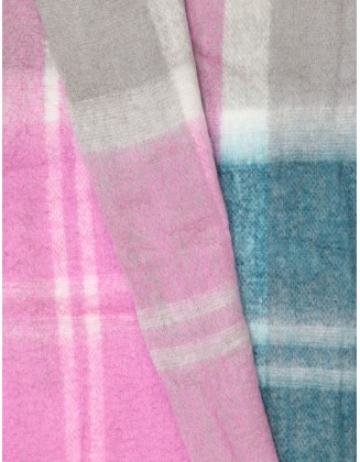 Blanket Check Scarf with Row Fringes