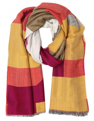 Colour Block Scarf with Row Fringes
