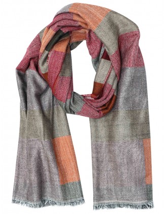 Colour Block Scarf with Row Fringes