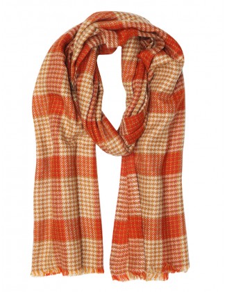 Houndstooth Jacquard Scarf with Row Fringes