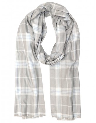Polyester Check Scarf with Row Fringes