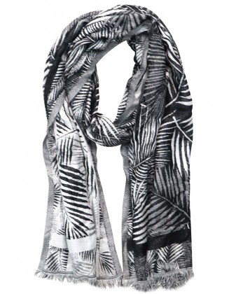 Leif Jacquard Scarf with Raw Fringes
