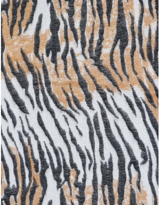 Zebra Jacquard Scarf with Row Fringes