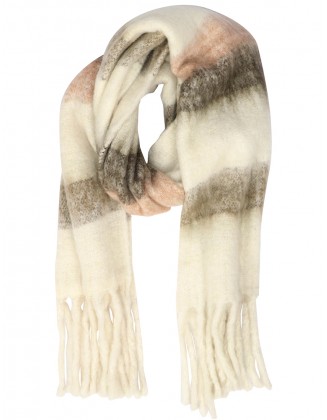 Stripe Bland Scarf with Knotted Fringes