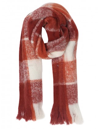 Multi-Color Fluffy Scarf with Row Fringes