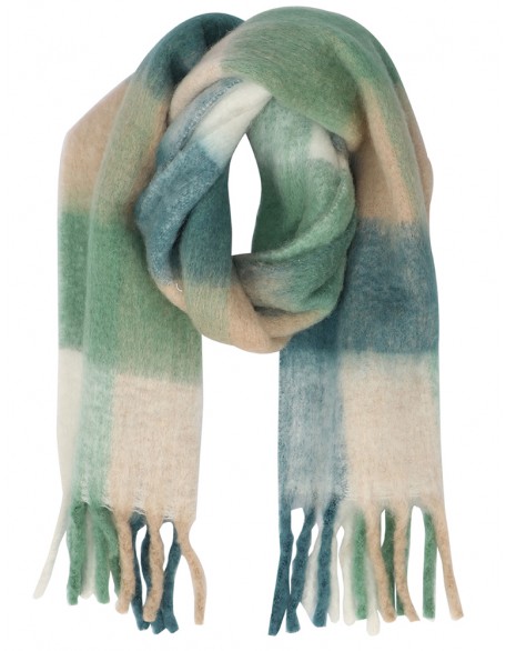 Multi-Color Fluffy Scarf with Row Fringes