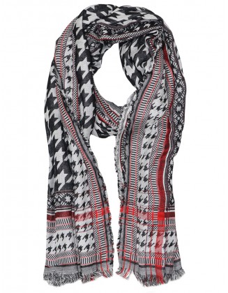 Hongthooth Jacquard Scarf with Raw Fringes