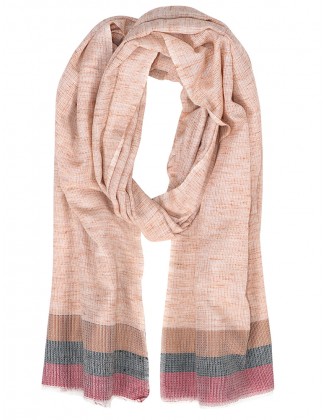 Border Stripe Scarf with Row Fringes