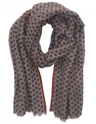 Dotted Print scarf with Border Lace Row Fringes