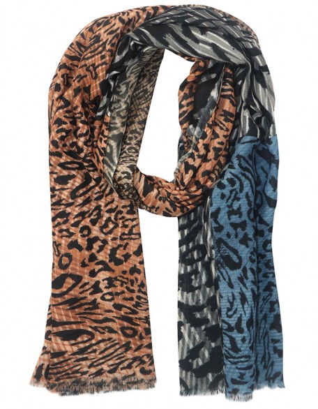 Animal Print scarf with Row Fringes