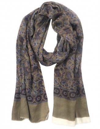Paisley Print scarf with Border Row Fringes