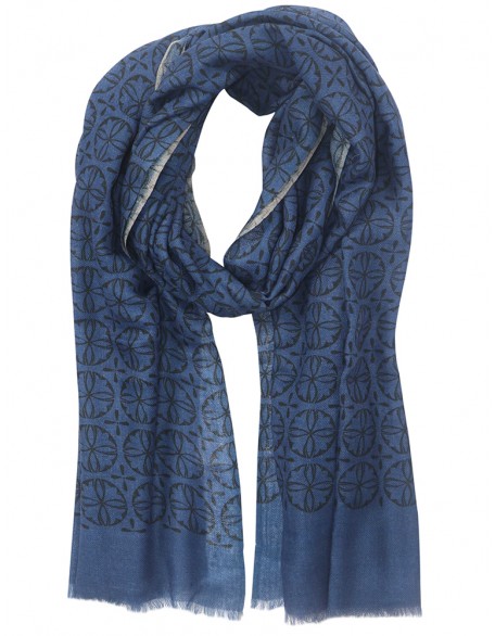 Printed Woolen Scarf with Row Fringes