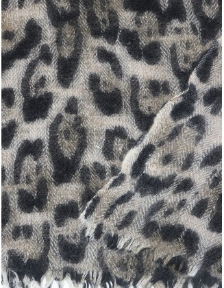 Leopard Print scarf with Row Fringes