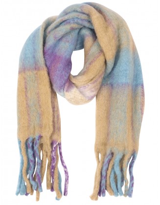 Multi Color Fluffy Scarf  with Bumbbles